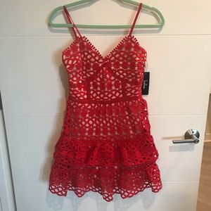 NWT • Lulu’s Red Crochet Lace Dress